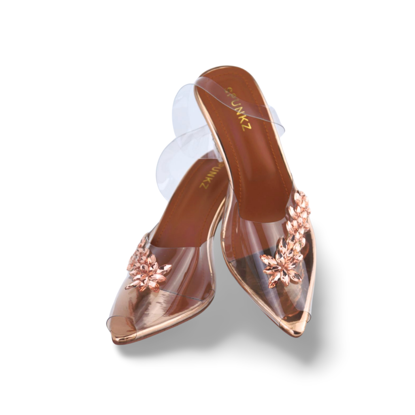 Women’s Transparent Slingback Flower Rhinestone Peep Toe Heels Sandals