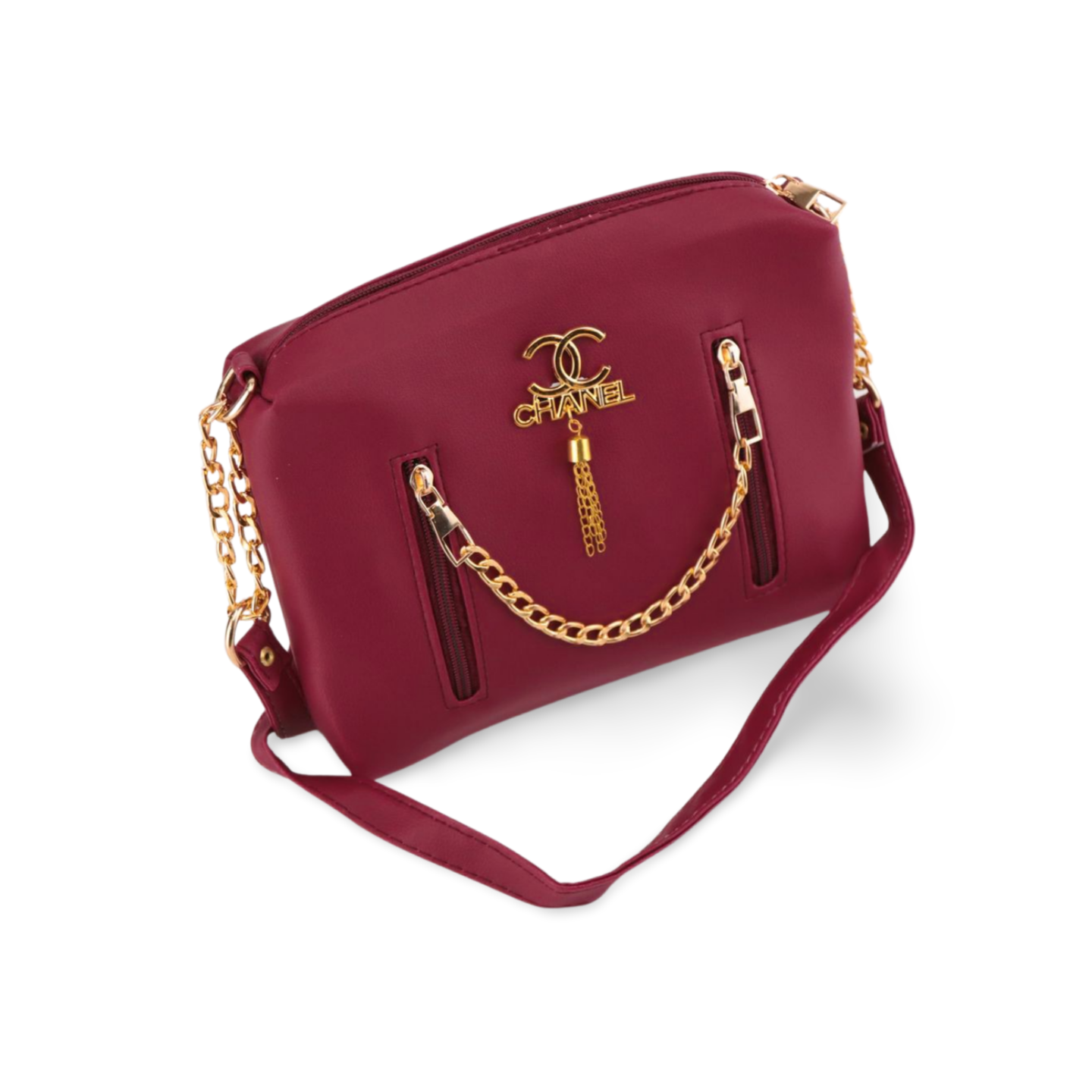Stylish Crossbody Bag with Luxe Gold Chain and Tassel