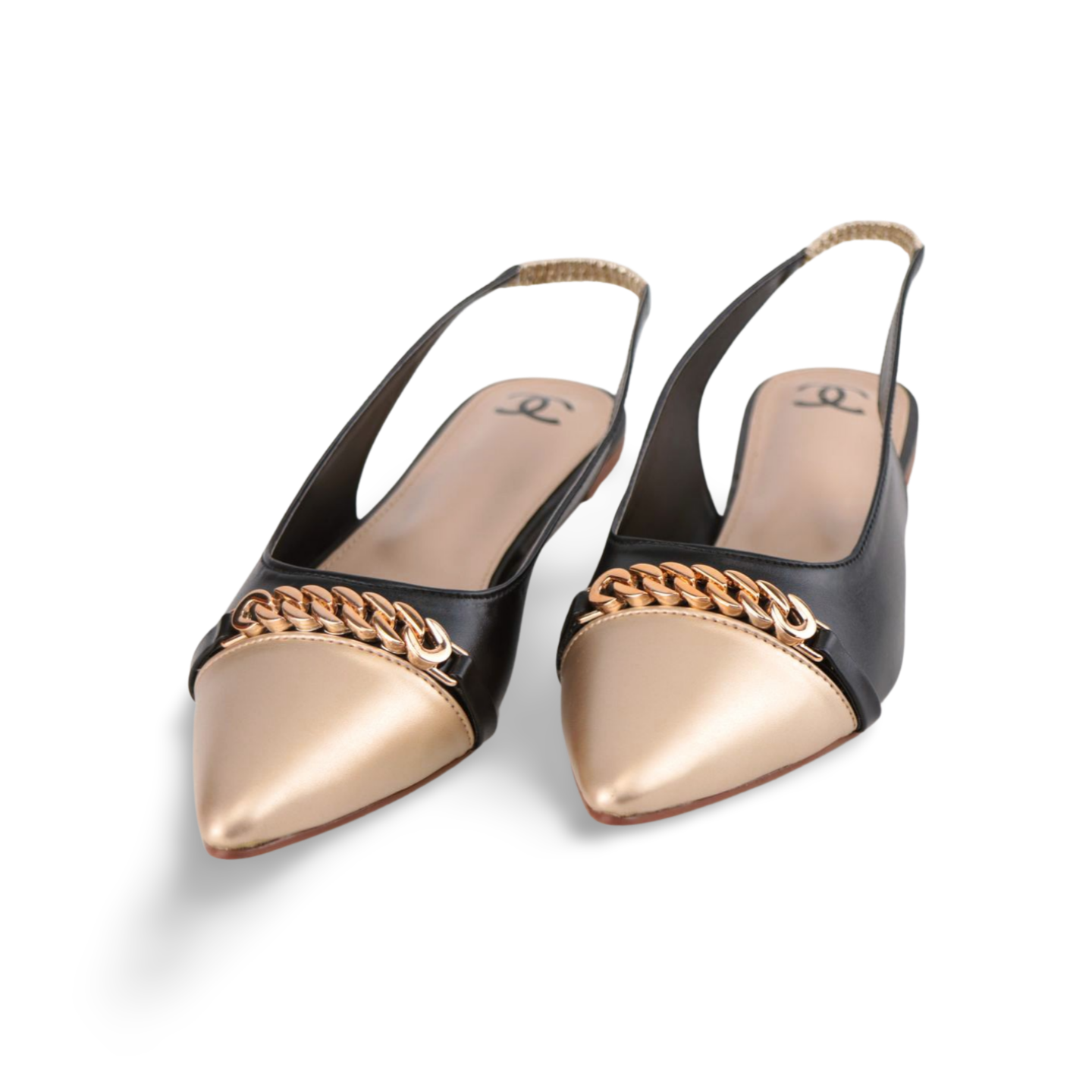 Gold sale slingback flats