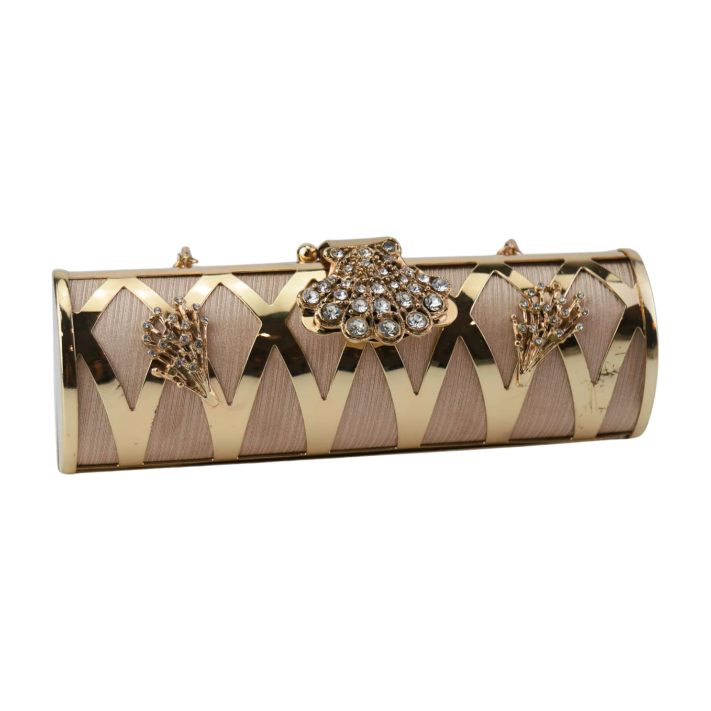 Stylish Glittering Gold Clutch Bag with Flowers and Swarovski Crystals For Wedding And Party