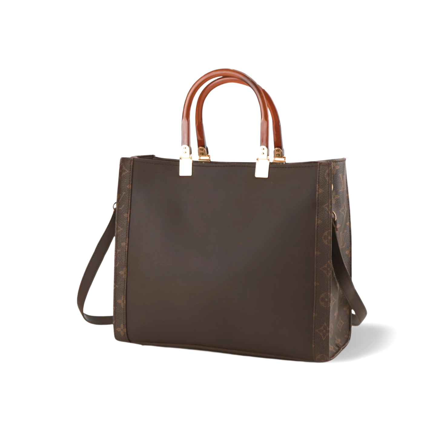 Stylish Tote Bag with Elegant Wooden Style Plastic Handles