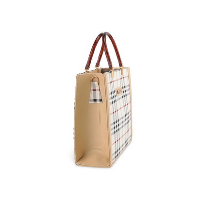 Classic Checked Tote Bag with Detachable Strap