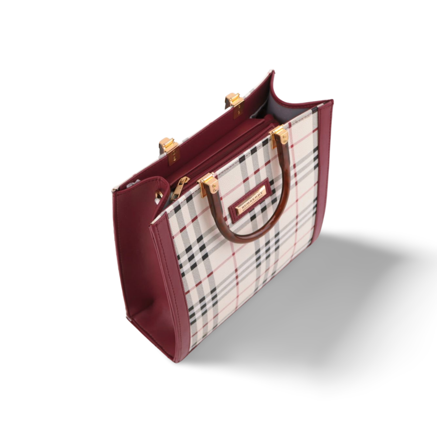 Classic Checked Tote Bag with Detachable Strap