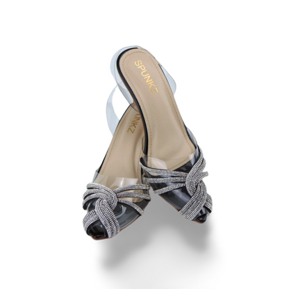 Elegant Women's Transparent Sandal with Rhinestone Straps