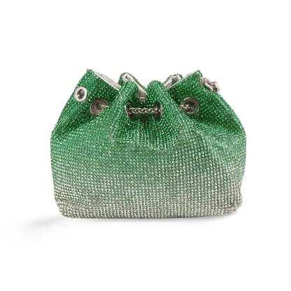 Sparkling Rhinestone Bucket Bag with Chain Handle
