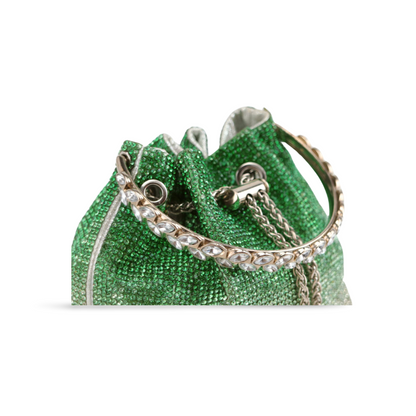 Sparkling Rhinestone Bucket Bag with Chain Handle