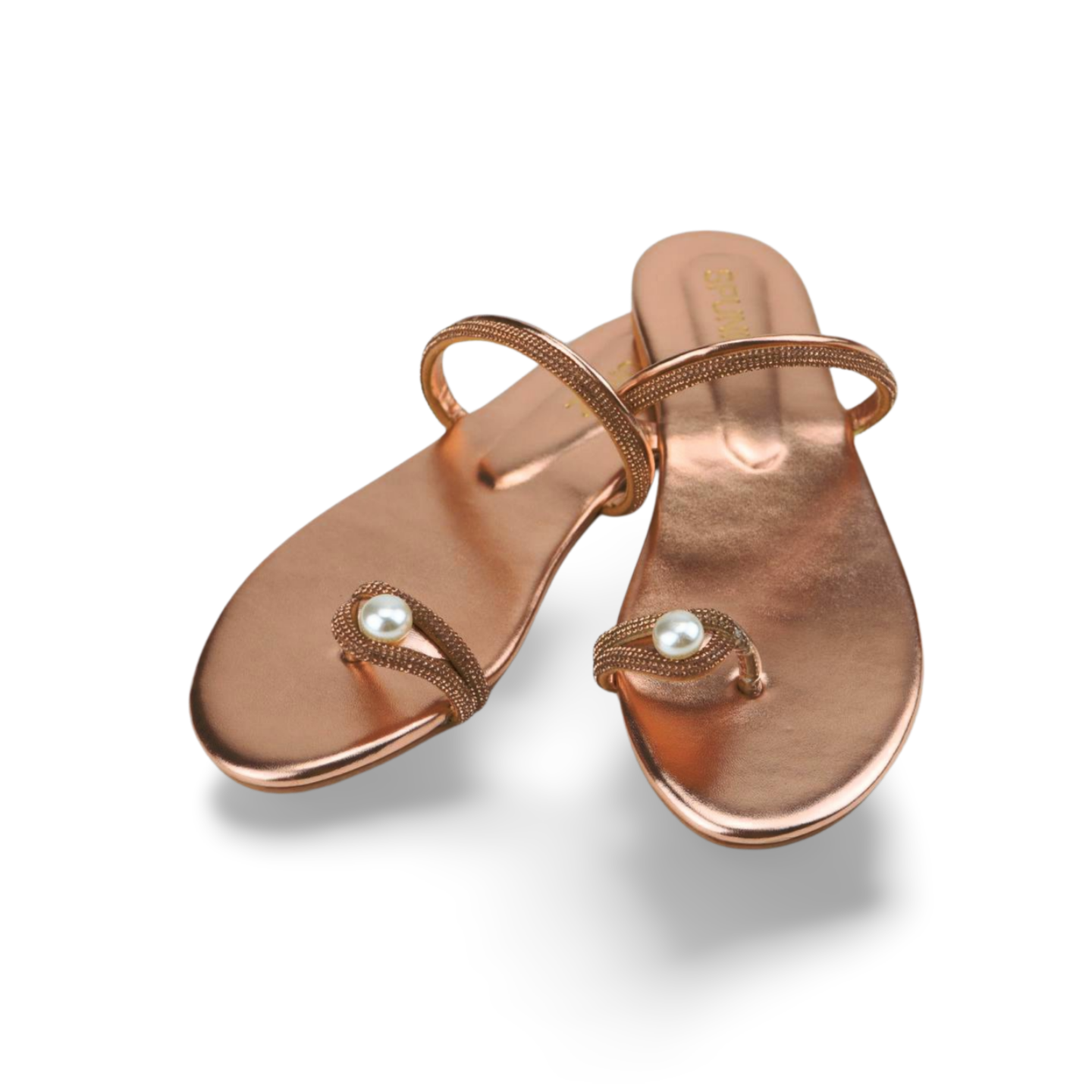 Women's Pearl and Rhinestone Embellished Flat Sandals