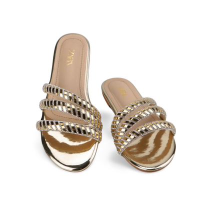 Women's Rhinestone Crystal Rope Flat Sandals