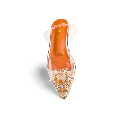 Cinderella Flat Heels Crystal Transparent Sandals for Women