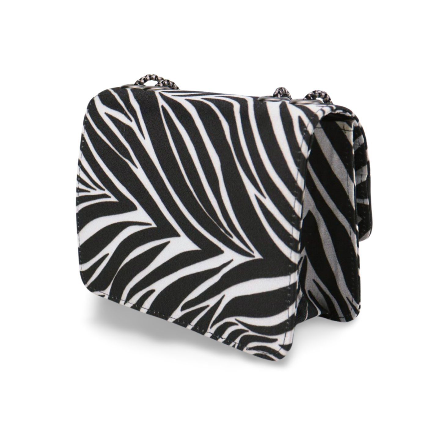 Zebra Print Striped Crossbody Bag with Chain Strap