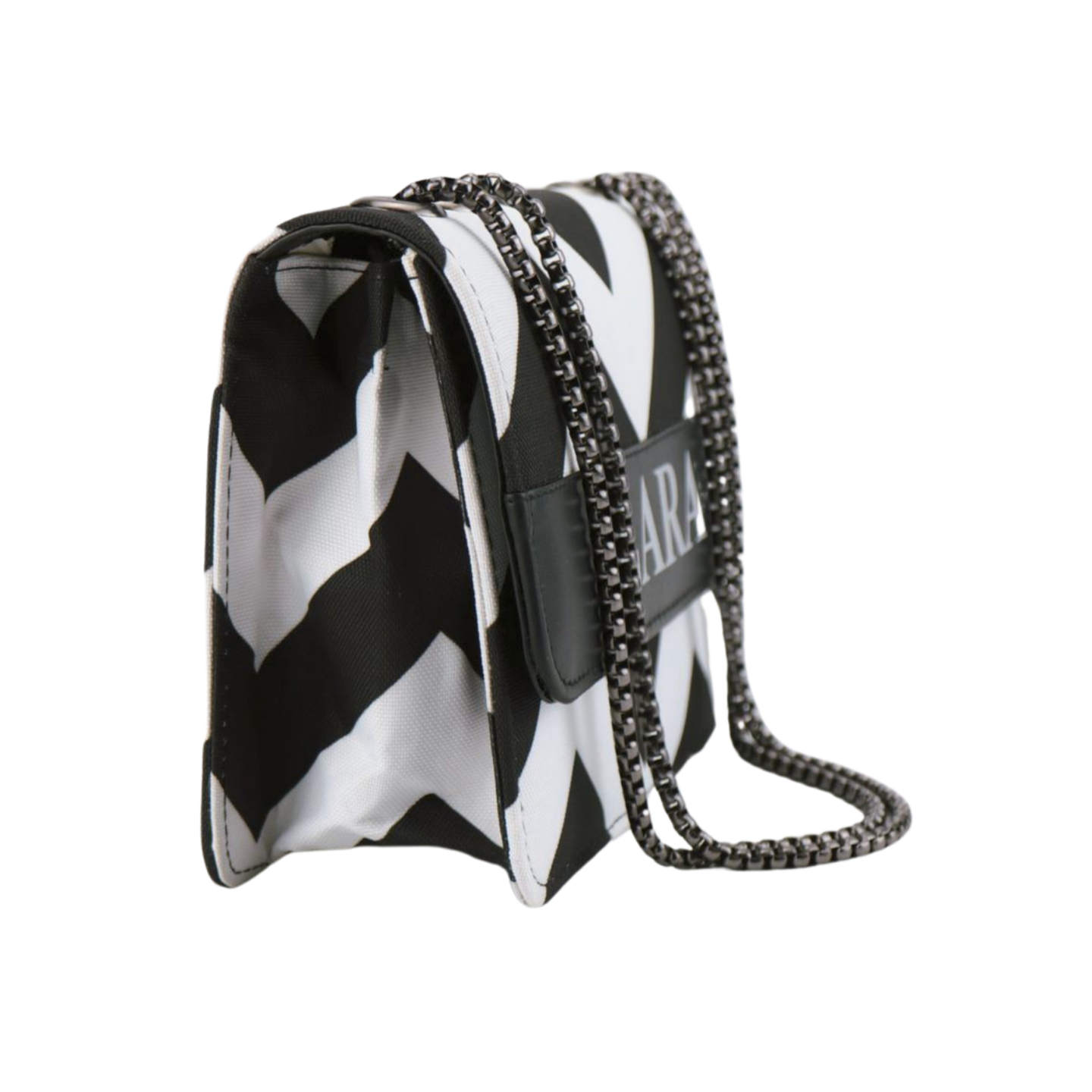 Zebra Print Striped Crossbody Bag with Chain Strap