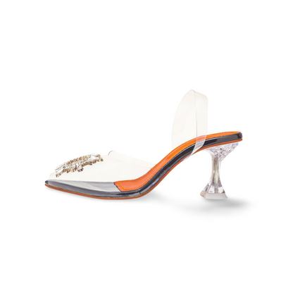 Cinderella Heels - Pointed Toe Transparent Sun Buckle Heel