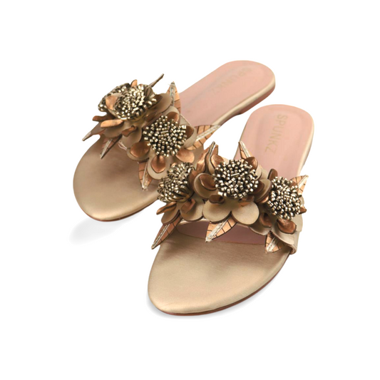Stylish Women's Floral Embellished Flat Sandals