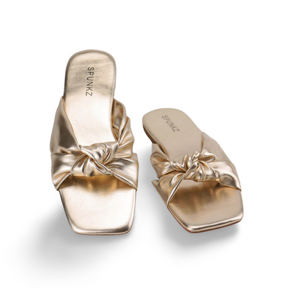 Women's Dress Flat Sandals with Side Bow Knot