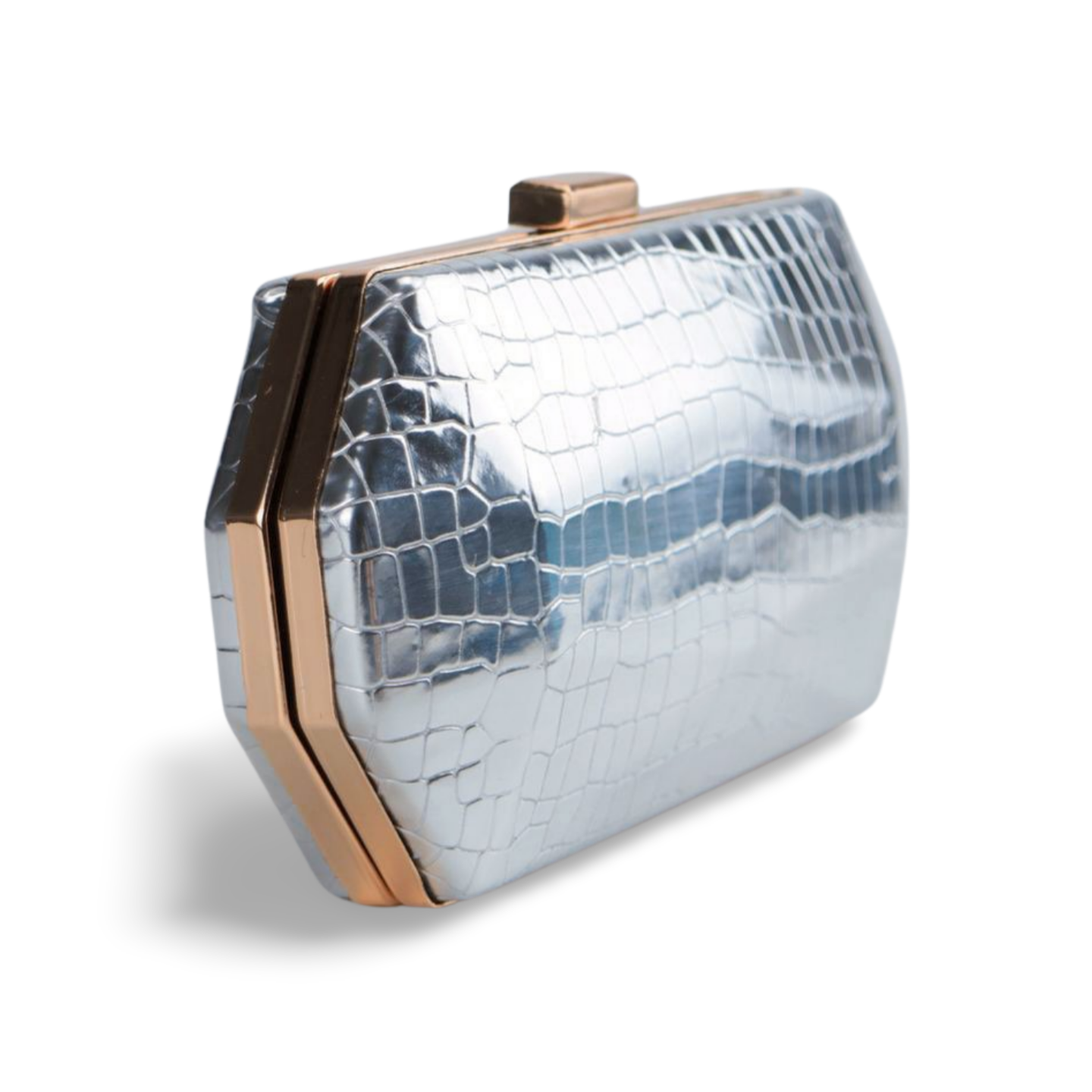 Elegant Metallic Clutch Bag with Detachable Chain Strap