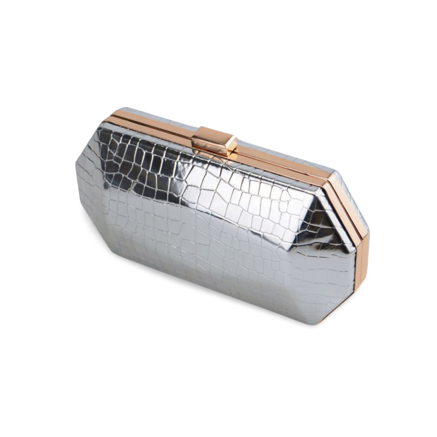 Elegant Metallic Clutch Bag with Detachable Chain Strap