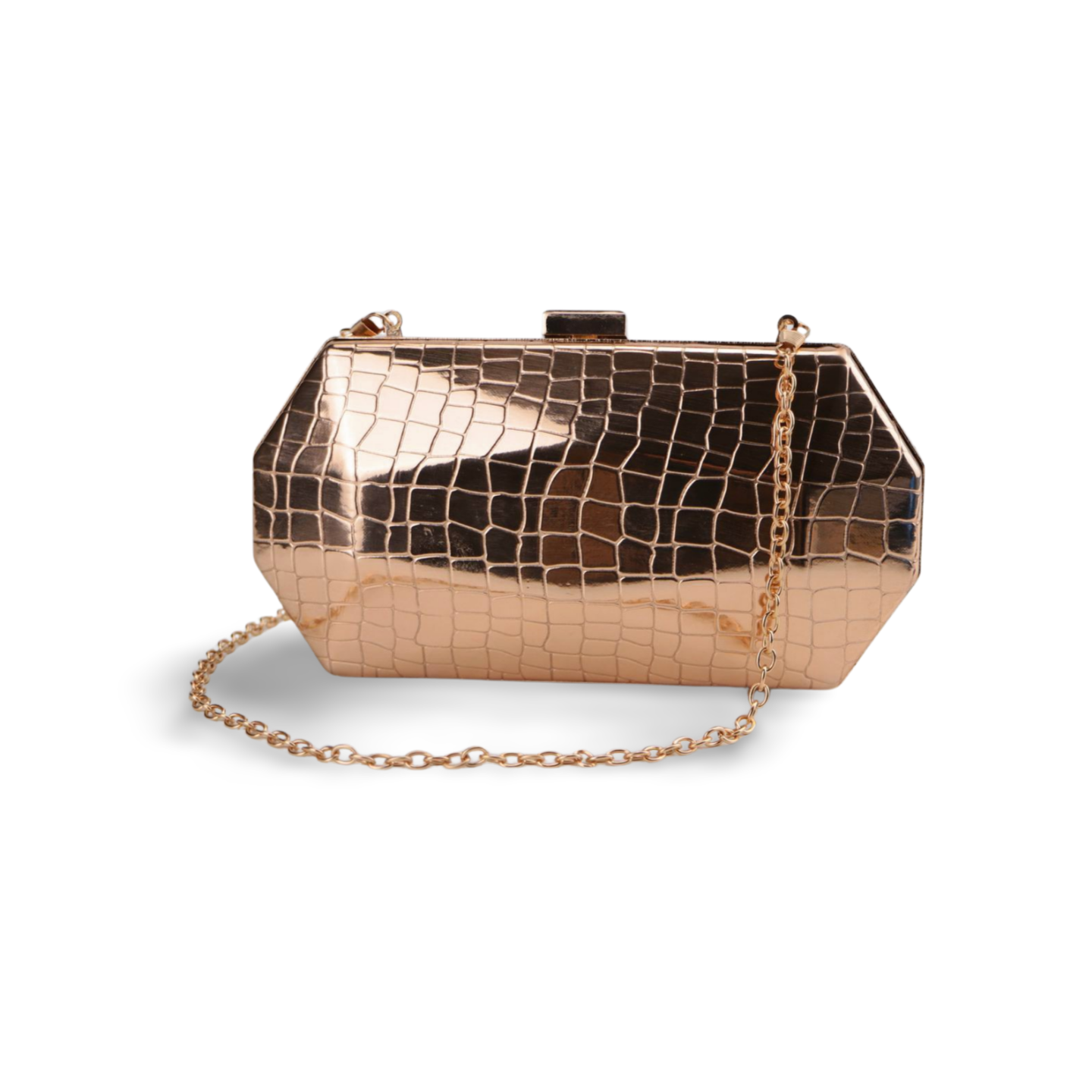 Elegant Metallic Clutch Bag with Detachable Chain Strap