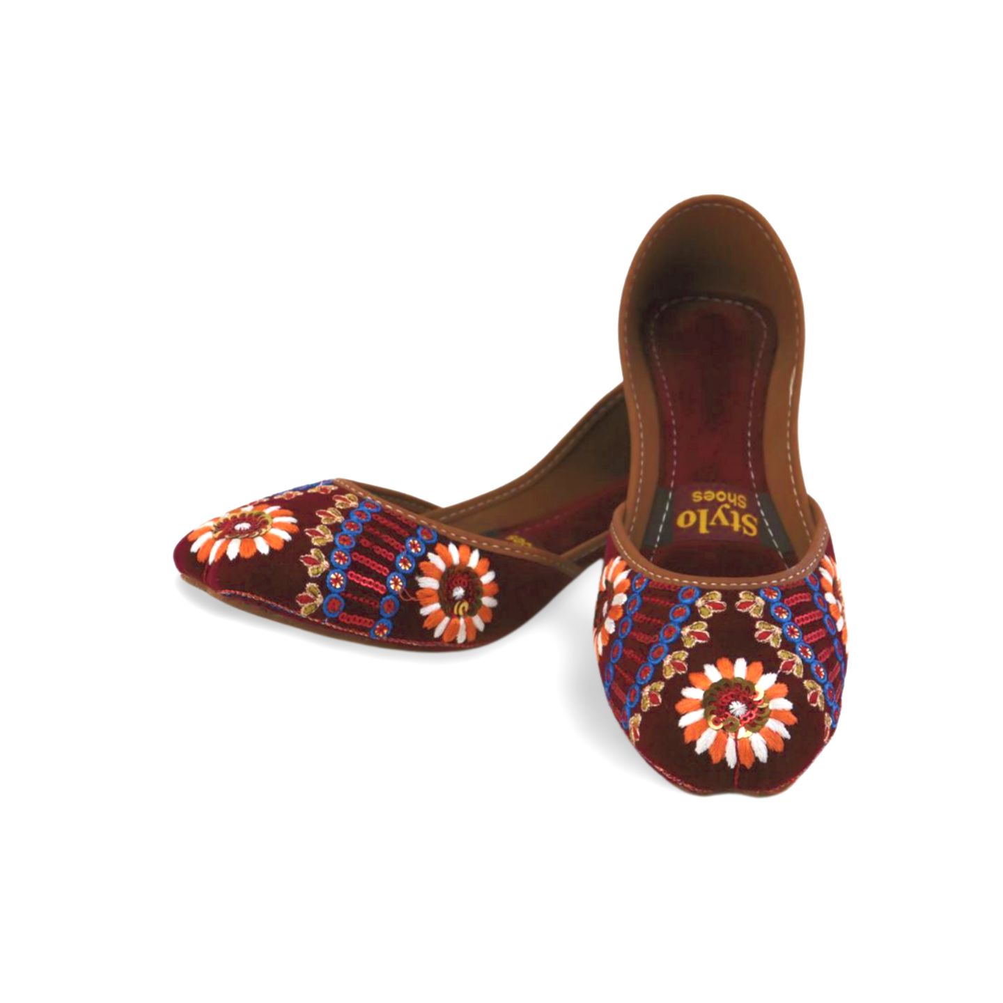 Velvet Soft Padded Flower embroidered Fancy Khussa Jutti For Women