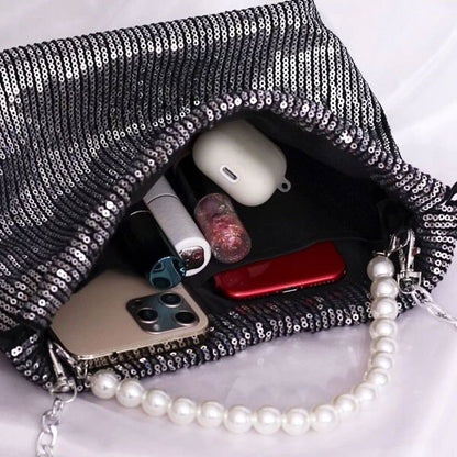 Sequin Clutch Bag Pearl Beaded Chain Handbags Wedding Purse Evening Bag