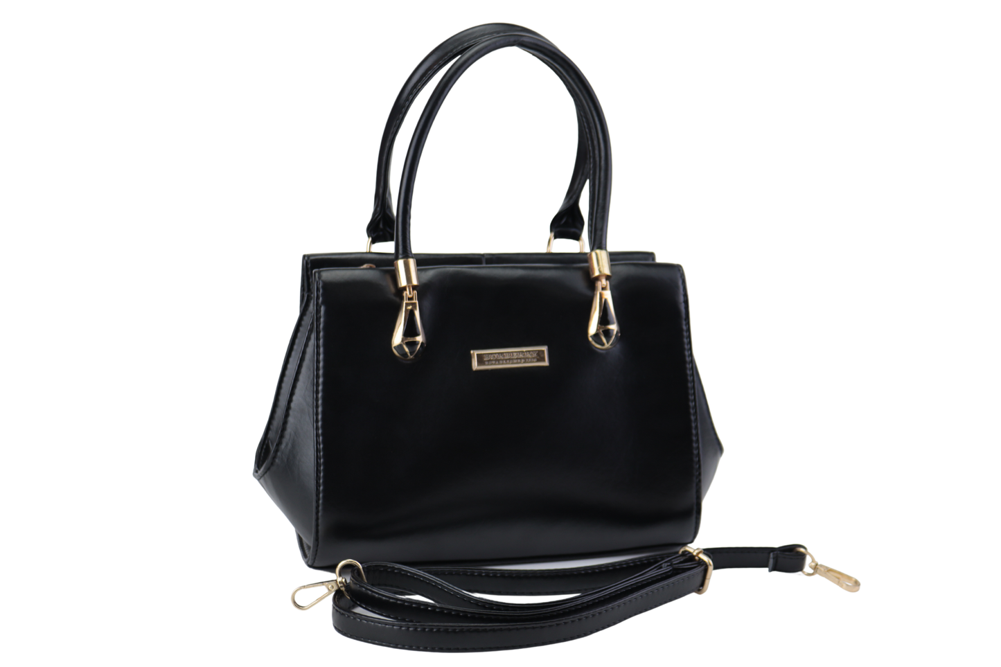 Women's PU Leather Handbag with Gold Strap and Handles