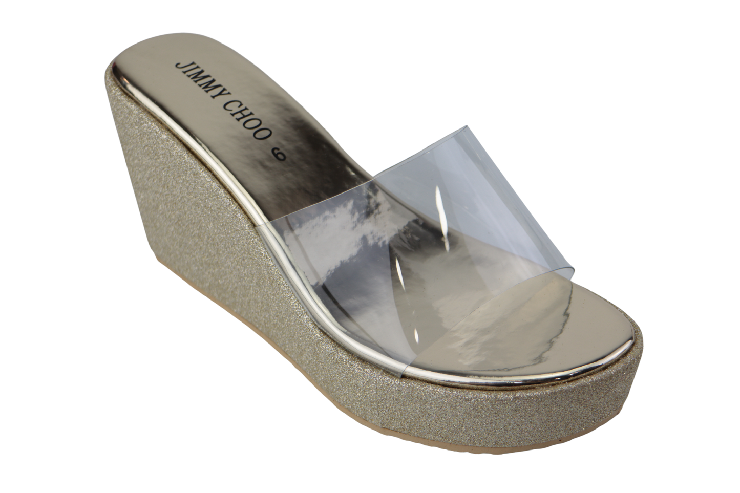 Stylish Glittering Transparent Clear Wedge Sandals