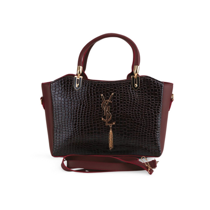 Women's Crossbody Tote Bag with Croc Skin Pattern - PU Leather - Multiple Colors