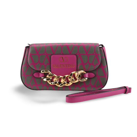Stylish Two-Tone Crossbody Bag with Thick Gold Chain