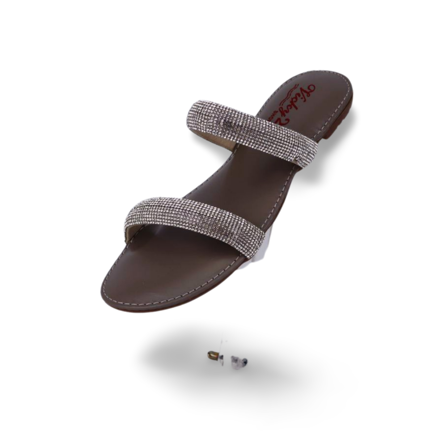 Stylish Ladies Trendy Two Band Rhinestone Strap Flip Flop Flat Sandals