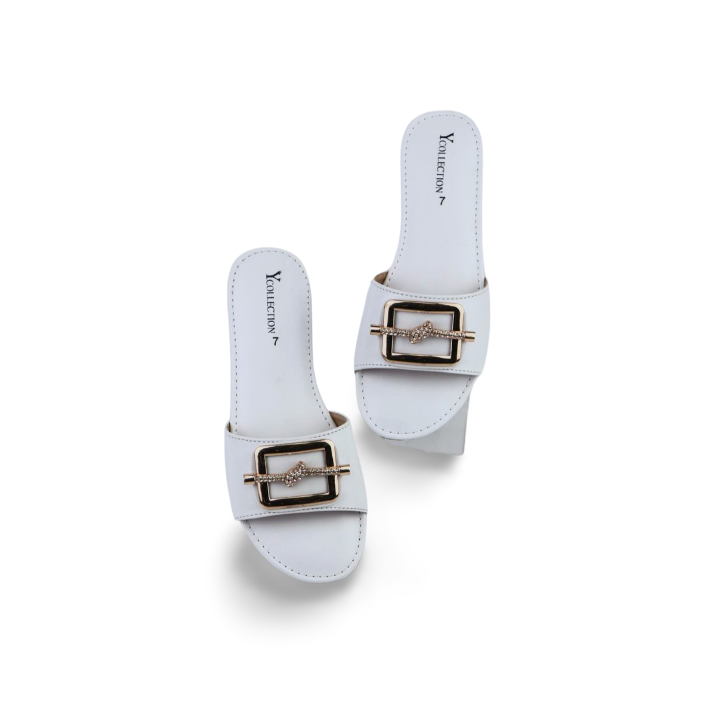Women's Flat Sandals with Square Rhinestones Buckle