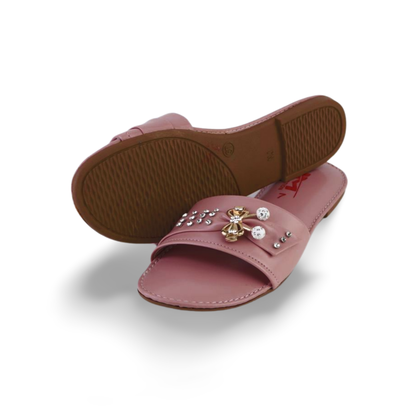 Trendy Soft Women's Slide Slippers With Beautiful Rhinestone Diamond Bow Decoration