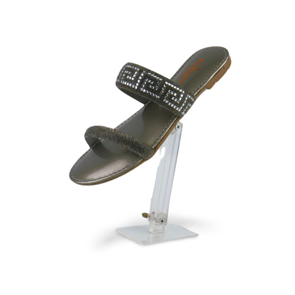 Stylish and Comfortable Women's Rhinestone Strap Slide Sandals