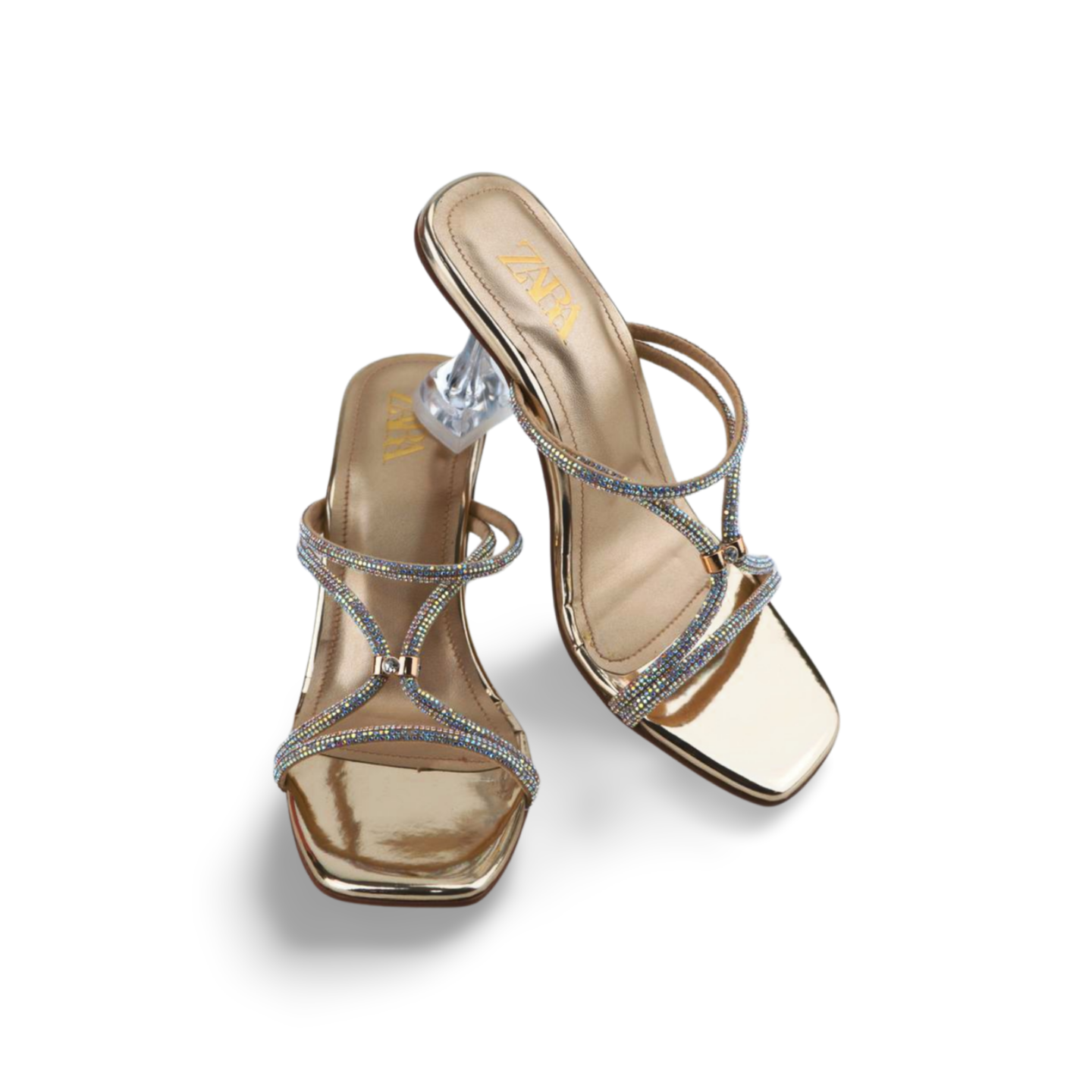 Rhinestones Straps Clear Heels Sandals For Women