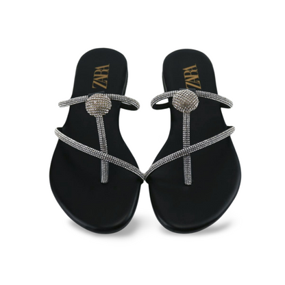 Rhinestone Strap Flat Sandals For Women