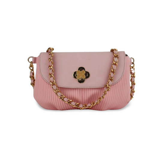 Small Crossbody Bag with Gold Chain and Flower Detail