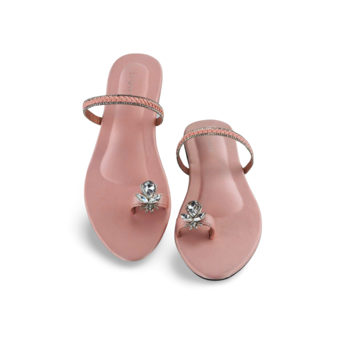 SPUNKZ Flat Sandals with Rhinestone Ankle Strap and Honeybee Buckle on Thumb