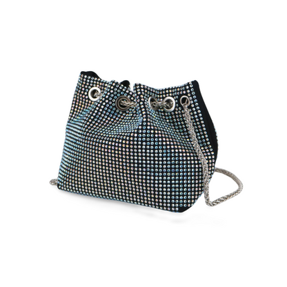 Dazzling Rhinestone Crossbody Bag for Women with Pearl Chain and Detachable Shoulder Chain