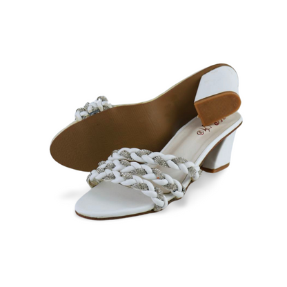 Stylish Women's Rhinestone Braided Strap Heeled Sandals