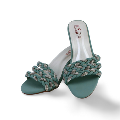 Stylish Women's Rhinestone Braided Strap Heeled Sandals
