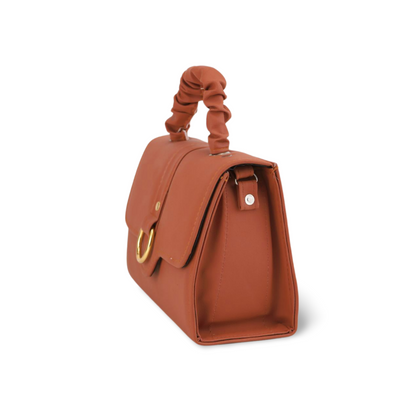 Swirly Scrunchie Handle Handbag with Chic Gold Ring Detail