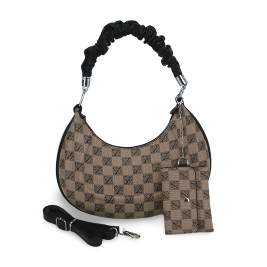 Sleek Shoulder Bag with Detachable Wallet - 2 Pcs