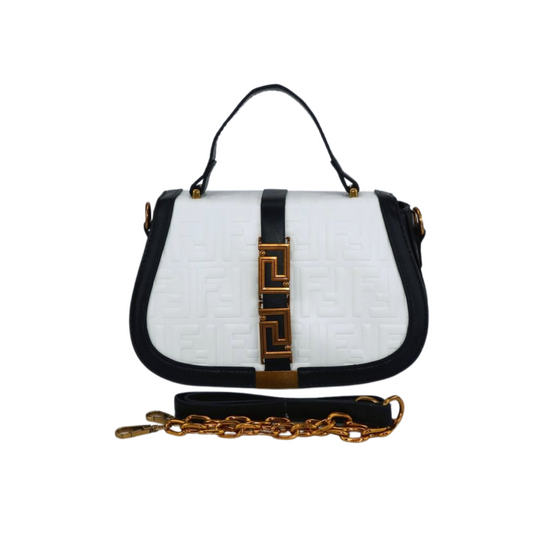 Classic Two-Tone Shoulder Bag with Chain Strap