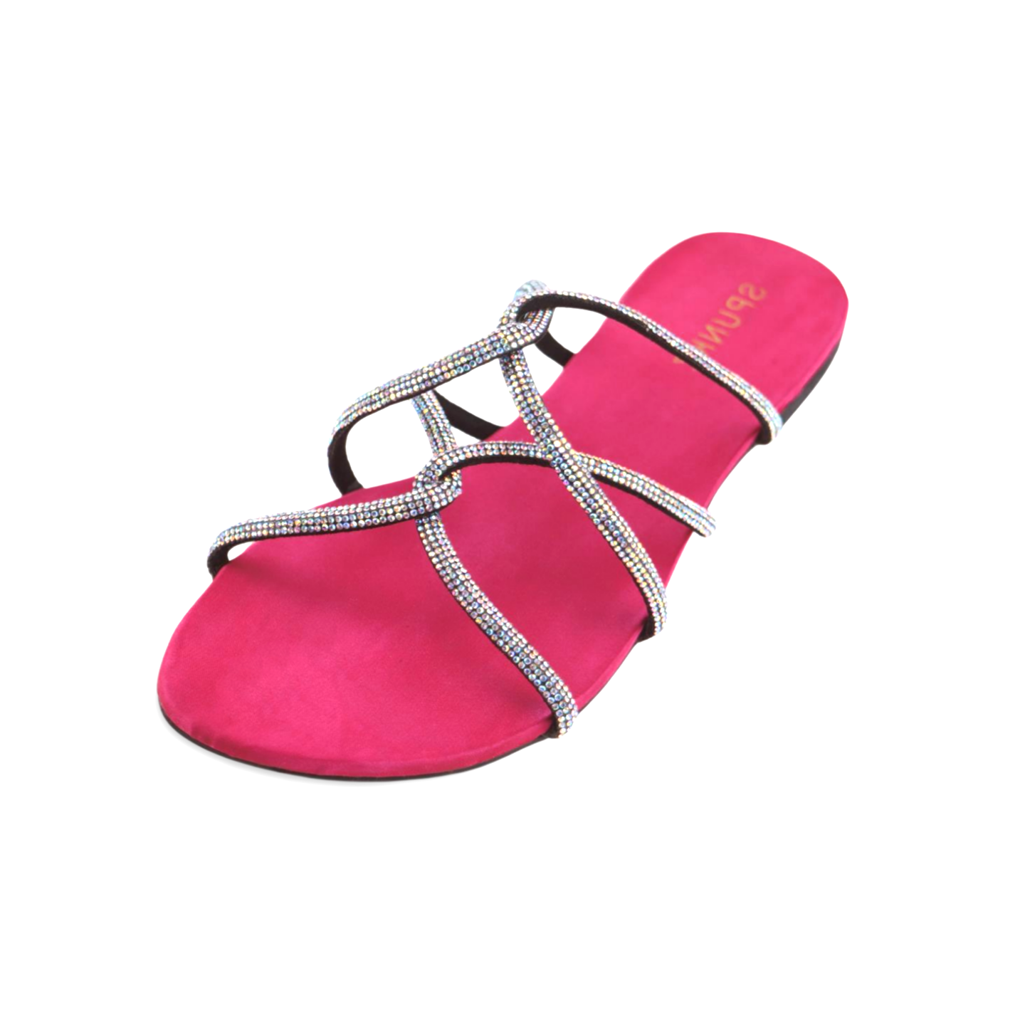 Women's Fashion Flat Sandals with Rhinestones Straps By Spunkz