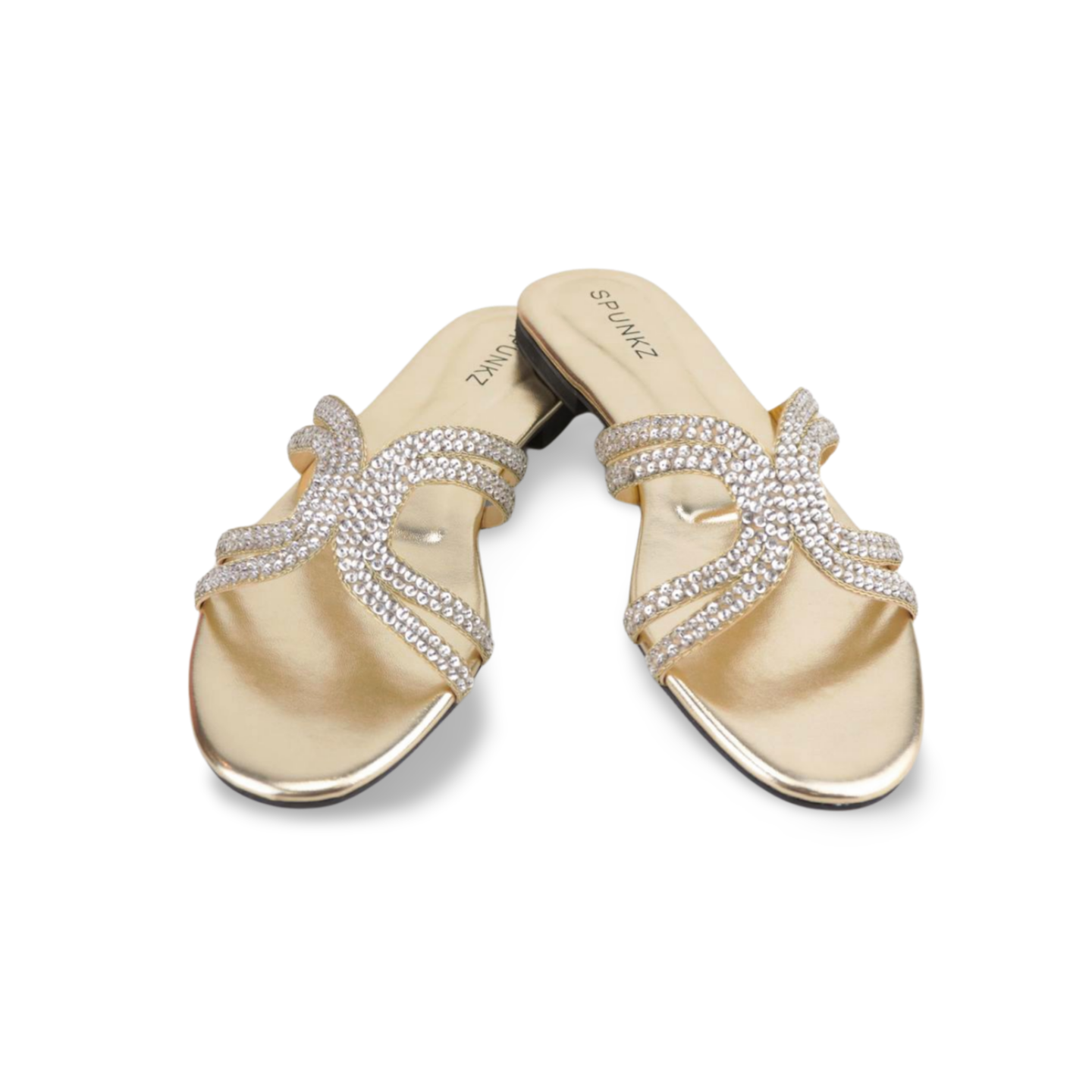 Spunkz Women's Sparkly Flat Sandals with Embellished Straps