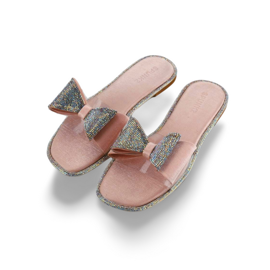 Women's Rhinestone Bow Decor Flat Sandals