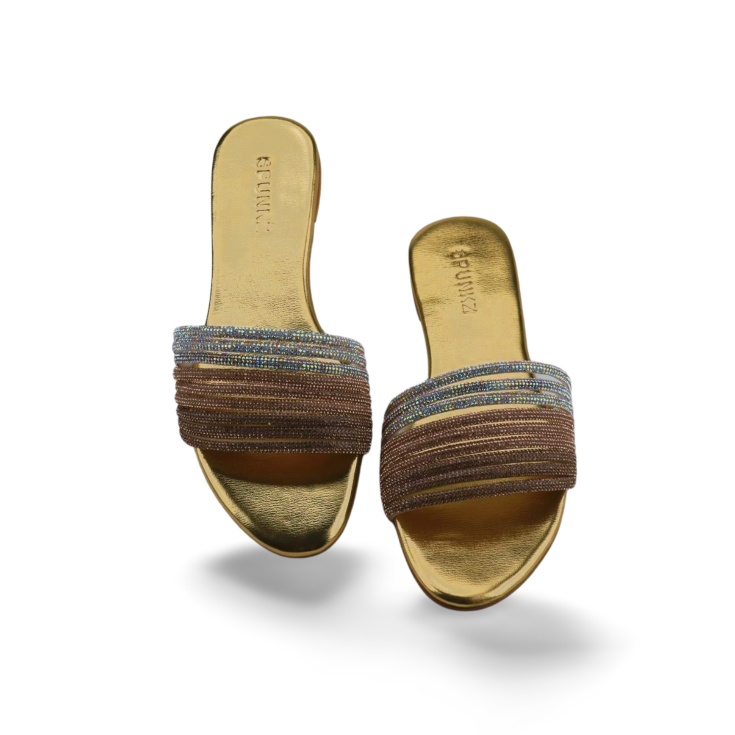 Women's Slide Sandals with Rhinestone Embellishments