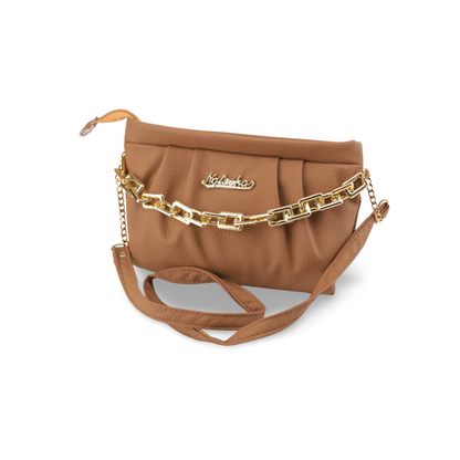 Stylish Ruched Shoulder Bag with Gold Chain For Women