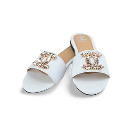 Gorgeous Flat Sandals with Rhinestone Accents - Iconic Luxury & Sparkle