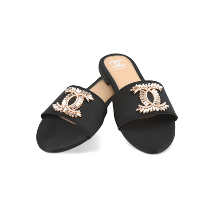 Gorgeous Flat Sandals with Rhinestone Accents - Iconic Luxury & Sparkle