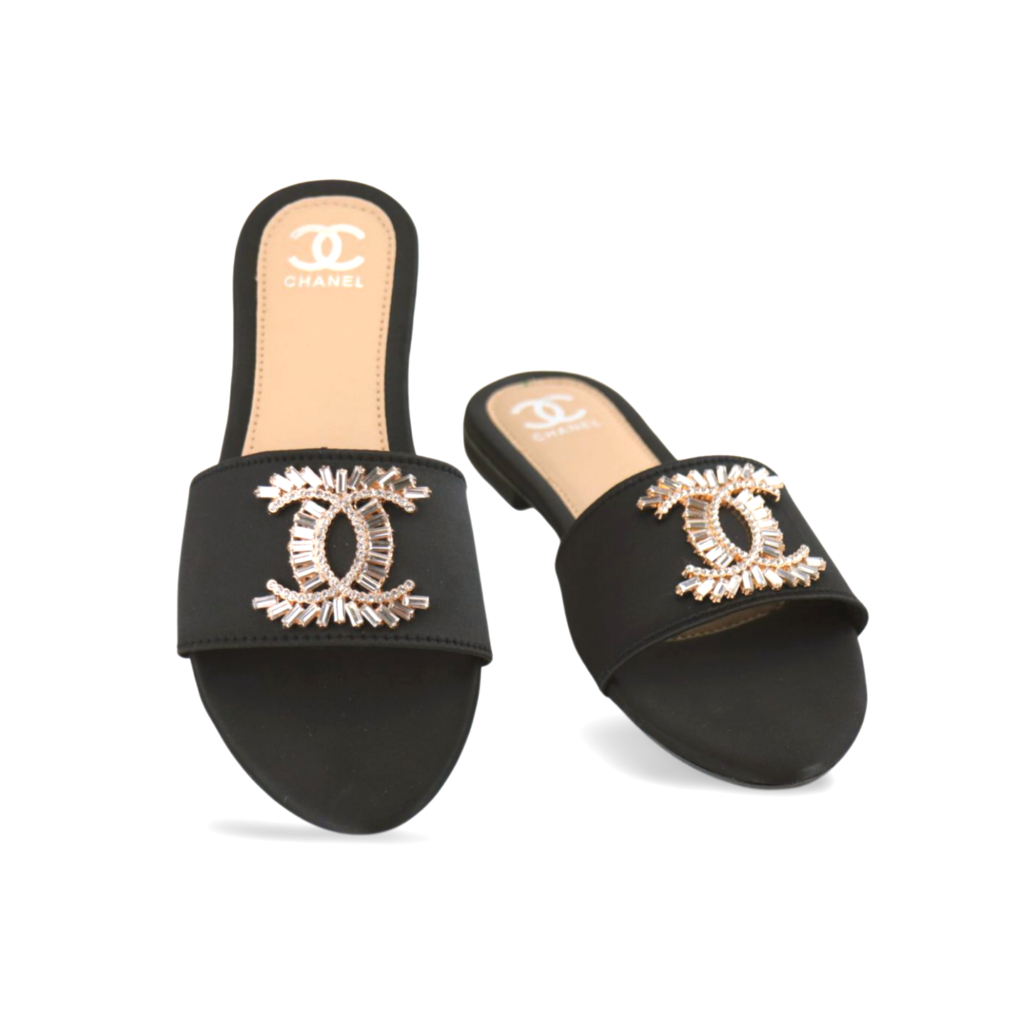 Gorgeous Flat Sandals with Rhinestone Accents - Iconic Luxury & Sparkle
