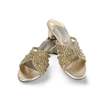 Women's Block Heel Sandal with Crystal Embellishments